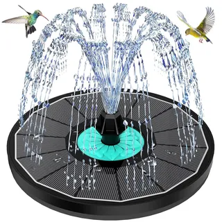 SZMP Solar Springbrunnen für Außen, 3.5W Solarbrunnen für Draussen mit 7 Düsen & 4 Fixe Rohre, Solar Teichpumpe Solar Schwimmender für Garten, Vogel-Bad, Teich (Schwarz)