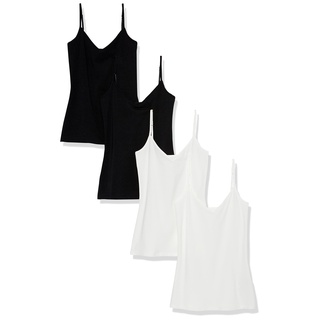 Amazon Essentials Damen Strick-Lagen-Camisole mit V-Ausschnitt in schmaler Passform (erhältlich in Übergrößen), 4er-Pack, Schwarz/Weiß, M