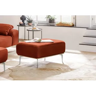 W.Schillig Polsterhocker »run« mit elegantem Holzsockel, Füße in Chrom glänzend, Breite 75 cm, orange