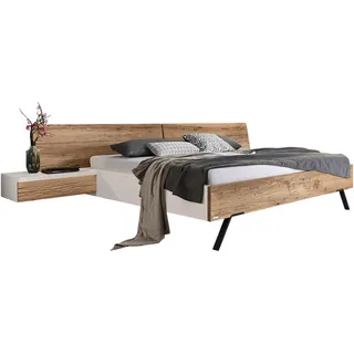 Valdera Bettanlage , Weiß, Eichefarben , Holz, Holzwerkstoff , Balkeneiche , furniert , 180x200 cm , Goldenes M, Dgm, Made in Germany , in verschiedenen Holzarten erhältlich, in verschiedenen Größen erhältlich , Schlafzimmer, Komplette Schlafzimmer und Serien, Schlafzimmerserien