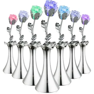 LED Dekolampe Tischleuchte Rose mit Farbwechsel Dekoleuchte Blumenvase Beleuchtet (Vase, 1 Rose, Tischlampe, Batteriebetrieben, Schalter, inklusive Leuchtmittel)