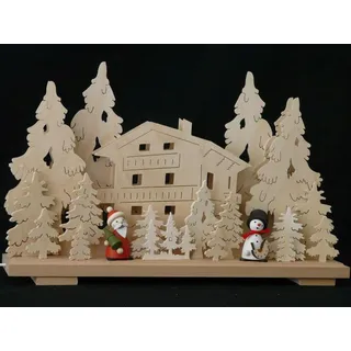 Schwibbogen mit Schneemann Weihnachtsmann und Beleuchtung BxHxT 50x31x7cm NEU