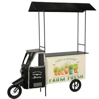 DRW Fahrrad Blumenkasten aus Metall, Schwarz, 200 x 185 x 53 cm