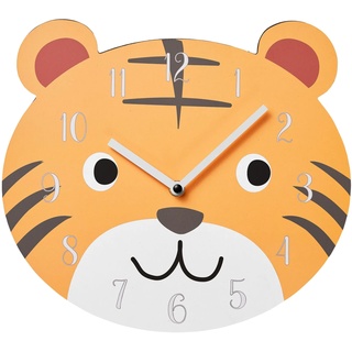 AMARE Wanduhr Kinderdesign Tiger, 31 x 2 cm in Orange