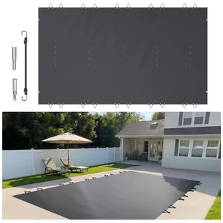VEVOR Pool-Sicherheitsabdeckung passt für 18x36ft rechteckige Schwimmbecken, Sicherheits-Poolabdeckung mit Entwässerungslöchern, Netz-Solid-Poolabdeckung für Schwimmbäder, Winter-Sicherheitsabdeckung, grün, 4x7 m-Kohle Schwarz - Grün