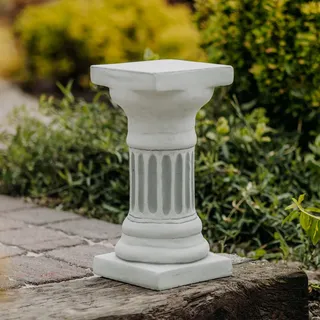 Massive Säule rund Sockel Podest für Steinfiguren Pflanzer Steinguss frostfest - grau - 18 cm X 39 cm X 18 cm