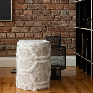 OBSESSION Sitzhocker Hocker My Nomad Pouf (1 St), rund, Ø 36 cm, Höhe 50 cm, handgearbeitet, Wohnzimmer & Schlafzimmer weiß