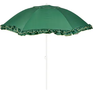 Mica Decorations Neigbarer Sonnenschirm mit Rüschen - Stockschirm 238 x Ø195 cm - Garten oder Balkon Sonnenschutz - Polyester, Stahl - Grün - Grün