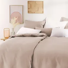 Blumtal Mako Satin Bettwäsche 155x220 Baumwolle Beige - Bettdeckenbezug mit frei wählbaren Kissenbezug - individuell anpassbares Bettwäsche-Set aus 100% Baumwolle - Oeko Tex Zertifiziert
