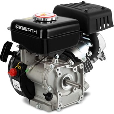 EBERTH 3 PS 2,2 kW Benzinmotor Standmotor Kartmotor Antriebsmotor mit 16 mm Ø Welle, 4-Takt, 1 Zylinder Benzin Motor, 87 ccm Hubraum, luftgekühlt, Seilzugstart, Benzin Motor mit schwarzem Tank