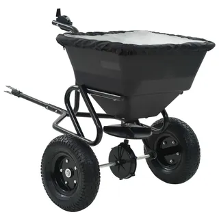 Handstreuwagen Salzstreuer zum Ziehen PVC Stahl 125x74x79cm 45L - Schwarz