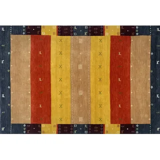 Teppich 100% Wolle 200x300 cm rot Gold Terrakotta Handgewebt Gabbeh Orient BR11