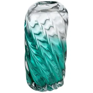 Romimex Vase, transparent, türkis, Glas, 17 x 32 x 7 cm