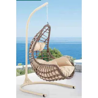 Sessel Gartensessel Schaukel Hängekorb Hängeschaukel Hängestuhl Hängesessel JVmoebel - Beige