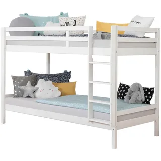 TICAA Etagenbett Rene 90 x 200 cm Kiefer massiv lackiert weiß