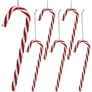 Cepewa Zuckerstangen 6er Set rot/weiß ca. 12 cm Weihnachtsdeko Weihnachten Christbaumschmuck