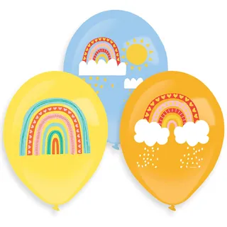Amscan 6 Luftballons * RETRO RAINBOW * als Deko für Kindergeburtstag und Regenbogen Mottoparty | Kinder Ballons Party