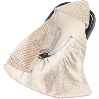 Susurration Einschlagdecke Babyschale Baby Decke 90x90 cm Kinderwagen und Kindersitze universal Baby Babydecke für Neugeborenen und Kleinkinder Einschlagsdecken Punkt Gurt(Reis-Weiß)