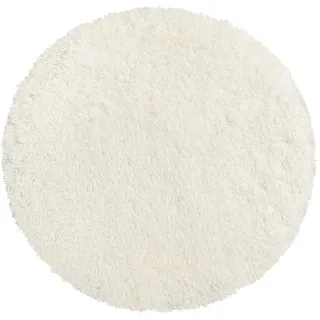 PANA® Runde Badematte Hochflor (Ø 56 cm) • Badteppich rund aus weichen Mikrofasern • Saugstark & waschbar • Runder Duschvorleger, Badvorleger, Badezimmerteppich rund • Farbe: Creme