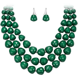 EVER FAITH Böhmische Mehrschichtige Halskette Ohrringe Set Statement Beaded Chunky Kragen Bib Schmuckset für Damen
