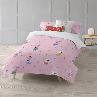 BELUM | Bettbezug Peppa Pig | Bettbezug Modell Awesome | Bettbezug mit Knöpfen | Bettbezug aus 100% Baumwolle | Bettbezug (80 cm Bett (140 x 200 cm))