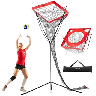 Vevor Volleyball Trainernetz Trainingsgerät, Winkel- und höhenverstellbarer Volleyballtrainer, tragbares Übungsnetz mit Stahlbasis, Tragetasche, Zielnetz zum Aufschlagen und Schmettern