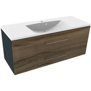 Waschtisch WELLTIME "Lacona", grau (korpus anthrazit matt, front optik nussbaum, anthrazit matt), B:120cm H:50,8cm T:46cm, Waschtische, Waschtisch