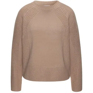 LASCANA LASCANA, Strickpullover mit Grobstrick-Details, Damen, Pullover mit Rundhals, braun