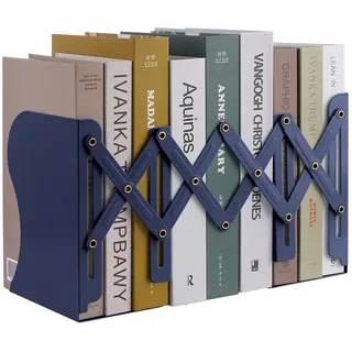 MSDADA Buchstützen Verstellbar Erweiterbar Metall Kinder Buchständer Zeitschriftenordner rutschfeste Bücherhalter für Küche Büro Schule Bibliothek(Blau)