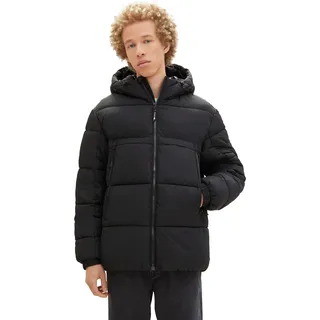 TOM TAILOR Denim Herren Puffer-Jacke mit Kapuze, Black, XL