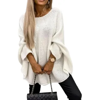QKCQQTS Eleganter Strick-Cape für Damen, locker, lässiger Poncho-Pullover, modischer Strickschal