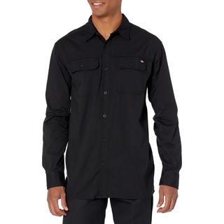 Dickies Herren Flex Denim Long Sleeve Shirt Hemd mit Button-Down-Kragen, Schwarz, Mittel