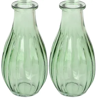 Talking Tables Grüne Glas-Budvase für Blumen, stilvolle Einzelstiel-Vase für Hochzeits-Tischdeko, Fensterbank, Gartenpartys, Sommeressen, Kamindekor & Geschenke, 14 cm, Grün (Packung mit 2)