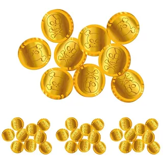 Folat 27480 Piraten Deko Kinder Geburtstag - Goldmünzen Piraten Edelsteine - Pirate Party - 50 Münzen - Münzkonfetti Accessoires für Piratenschatz Piratenparty Mädchen Junge (Packung mit 4)