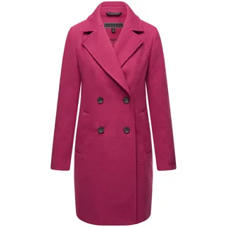 Navahoo Damen Mantel in Woll-Optik langer Klassischer Trenchcoat Frostjuwel 14 Berry Wine Gr. 3XL - 3XL