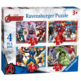 Ravensburger Marvel Avengers 4 in Box (12, 16, 20, 24 Pieces) Jigsaw Puzzles for Kids Age 3 Years Up