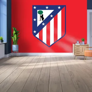 Lizenziertes Decor Atlético de Madrid Vinyl-Wandbild, klein, 110 cm (H) x 80 cm (H), Vollfarbiges Wappen auf Marke, Rot