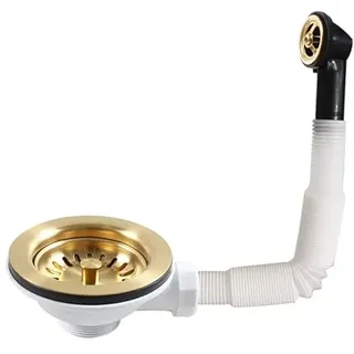 Talea SUS304 Edelstahl, gebürstet goldene Farbe Waschbecken Korb Sieb Abfall für die Küche, runder Überlauf, Spüle Abfall Kit Zubehör, xk186c061-k