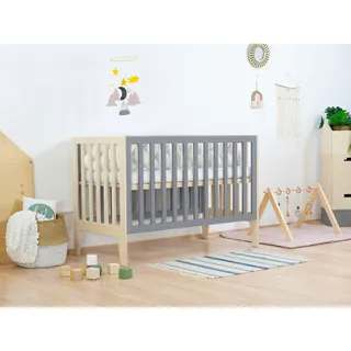 Babybett KIPPY 60 x 120 cm Natural und Grau - Grau