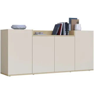 Sideboard OTTO HOME "BOLSENA, Kommode, Schrank,Lowboard mit 6 Fächer und offenes Ablagefach", kaschmir, eiche chopin matt, B:160cm H:71,2cm T:35cm, Sideboards, Sideboard, stehend/hängend montierbar, Made in Italy, B/T/H: 160 × 35 × 71,2 cm