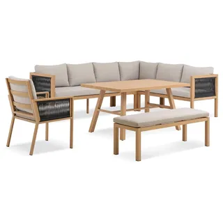 Gardissimo LUKA Rope Alu Ecklounge Gartenmöbel Set Holzoptik Gruppe rechts