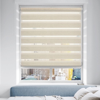 Doppelrollo Klemmfix ohne Bohren/mit Bohren, Duo Rollos für Fenster & Tür Linen 40x150 (BxH) Lichtdurchlässig & Verdunkelnd Klemmrollo Fensterrollo Sonnenschutz Duo Rollo