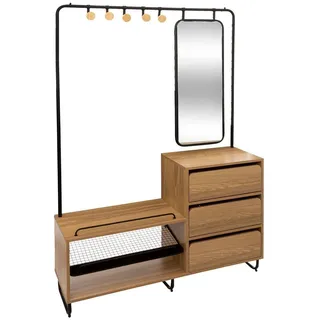 5 five simply smart Garderobe, Holz, 3 Schubladen, Spiegel, Filo