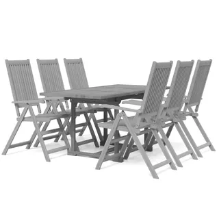 vidaXL 7-tlg. Garten-Essgruppe Massivholz Akazie - Grau