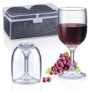 ecooe Weingläser Kunststoff to go, 200ml Moderne Rotweingläser Weißwein und Sektgläser mit Kunststoffbox