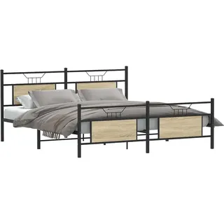vidaXL Metallbett ohne Matratze Sonoma-Eiche 160x200 cm - Braun