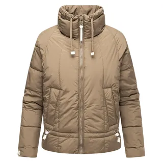 Steppjacke NAVAHOO "Steppjacke Luftzauber 14", Damen, Gr. S, braun (stone braun), Obermaterial: 100% Polyester Pol. recyc..  Obermaterial: Futter: 100% Polyester PES. 100% Polyester Pol. recyc.., oversize hüftlang, hoch geschlossener Ausschnitt, Ärmel ohne Ärmelschlitz normaler Saum, Jacken Steppjacke, Gesteppte Damen Übergangsjacke