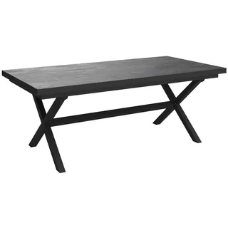 Amatio Gartentisch , Anthrazit, Dunkelgrau , Metall, Keramik , rechteckig , X-Form , 100x75x200 cm , Gartenmöbel, Gartentische, Gartentische