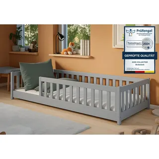 Kids Collective Kinderbett Bodenbett 80 x 160 cm Kiefer grau