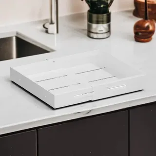 Ausziehbarer Schrank-Organizer - Küchenregal - 2er-Pack - Ausziehbar - Selbstklebend ohne Bohren - Metall - Für Töpfe, Pfannen und Gewürze
